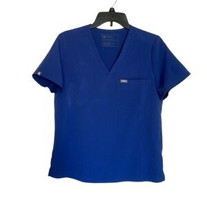 Figs Women's Short Sleeve V-Neck Tee in Royal Blue